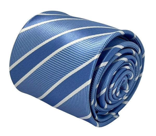 pale blue & white striped silky tie